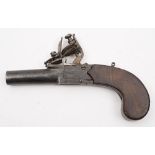 A late 18th Century flintlock, boxlock muff pistol:, maker's name worn,