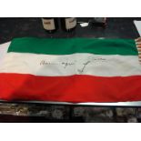 A Hungarian flag signed by three menders of the 'Golden Team' or 'Mighty Magyars':,