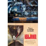 Seven British quad film posters:, 'Frightnight/A Nightmare on Elm Street', 'The Island',