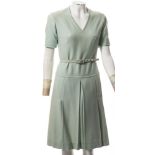 A Christian Dior lime green wool two piece suit:, with white cotton lining,