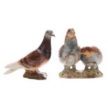 A Beswick group of two partridges (2064) and a racing pigeon (1383):,