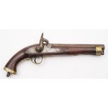 A 19th century percussion cap converted cavalry percussion pistol:, unsigned,
