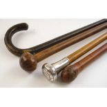 A Continental silver mounted walking cane:, together with a Chinese cane,