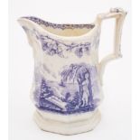 A pottery jug commemorating the Death of Napoleon: of footed octagonal profile,