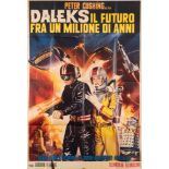 A large Italian one sheet poster for ''Daleks Il Futuro Fra Un Milione Di Anni' together with a