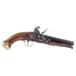A 19th century flintlock pistol by Barnett:, the plain 7 inch barrel with Victorian proof marks,