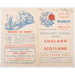 A 1944 England V Scotland programme signed by General B L Montgomery:, February 19th , 1944,