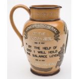 A Doulton Lambeth stoneware commemorative jug: for General 'Chinese' Gordon embossed beneath the