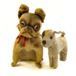 An early 20th century Continental plush googley eyed pug dog:,