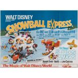 A quad triple bill poster for Walt Disney's 'Snowball Express/ Saludos Amigos/ The Magic of Walt