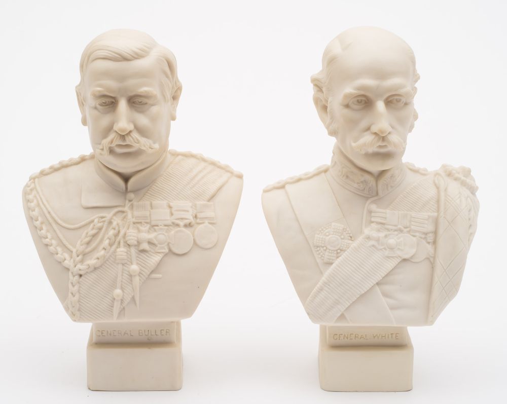 Of V.C. interest a pair of Robinson & Leadbeater Parian busts: of General Sir George Stuart White V.