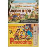 Four Walt Disney British quad film posters, 'Pinochio', 'Robin Hood' and 'Return to Oz':,