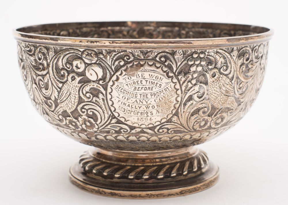 A Victorian Army silver presentation bowl, London 1875:,