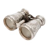 A pair of 19th century French silver mounted opera/racing binoculars with silver marks for