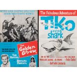 Three quad double feature film posters:, 'The Golden Arrow/Tiko and the Shark',