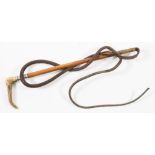 A silver mounted antler handled riding whip by Champion and Wilton, London:.