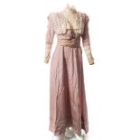 An early 20th century silk and lace two piece dress:,