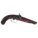 A 19th century double barrel side by side percussion pistol by Parkhouse, Taunton:, the 5 1.
