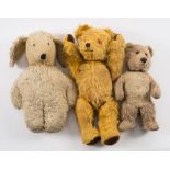 A Pedigree gold plush Teddy bear and one other bear:,