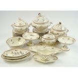 A Sarreguemines creamware doll's dinner and tea set: each piece decorated with 'Kate Greenaway'