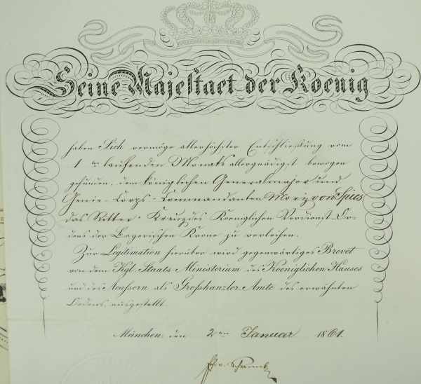 3.1.) Urkunden / Dokumente Bayern: Dokumentennachlass des Kriegsministers und Generalmajor Moritz - Image 5 of 11