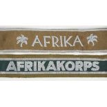 1.2.) Deutsches Reich (1933-45) Ärmelband "AFRIKA" und "AFRIKAKORPS".1.) Afrika: Kamelhaar-