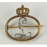 1.1.) Kaiserreich (bis 1933) Preussen: Diamant-Geschenkbrosche der Königin Luise.Gold, die Chiffre