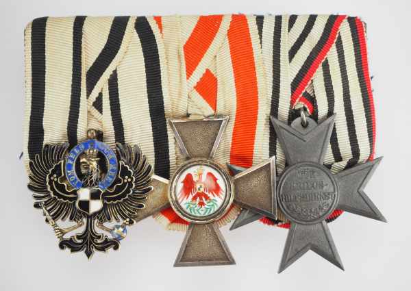 1.1.) Kaiserreich (bis 1933) Preussen: Große Ordenschnalle eines verdienten Staatsbeamten mit drei