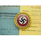 1.2.) Deutsches Reich (1933-45) Goldenes Parteiabzeichen der NSDAP, große Ausführung.Buntmetall