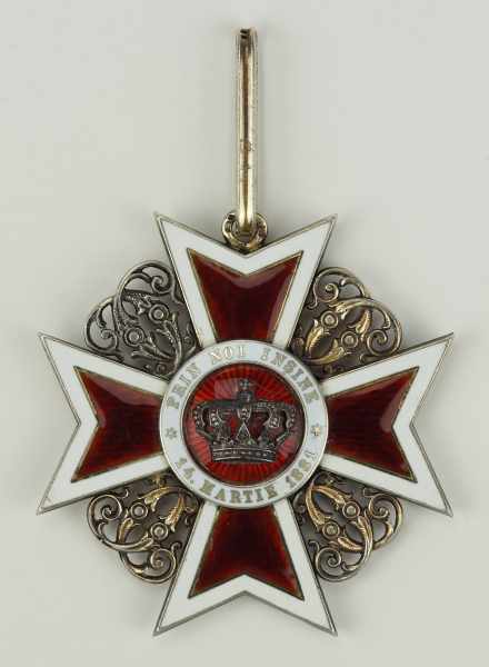2.1.) Europa Rumänien: Orden der Krone von Rumänien, 1. Modell (1881-1932), Komturkreuz.Silber