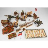 7.3.) Spielzeug Sammlung Blechspielzeug.Feine Sammlung Blechspielzeug mit Zeppelin, zwei Panzern,