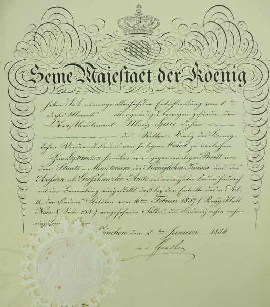 3.1.) Urkunden / Dokumente Bayern: Dokumentennachlass des Kriegsministers und Generalmajor Moritz - Image 7 of 11