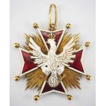 2.1.) Europa Polen: Orden des Weißen Adlers, Großkreuz Kleinod.Vergoldet, teilweise emailliert,