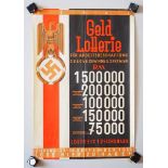 4.4.) Patriotisches / Reservistika / Dekoratives Plakat der NSDAP Geld-Lotterie - Reutlingen.