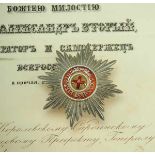 2.2.) Welt Russland: Orden der hl. Anna, 2. Modell (1810-1917), 1. Klasse Stern, mit Urkunde des