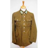4.1.) Uniformen / Kopfbedeckungen RAD: Uniformjacke.Braunes Tuch, mit aufgenähten grünen