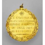 2.1.) Europa Bulgarien: Goldmedaille 1854Gold, beidseitig graviert, mit floraler Verzierung, datiert