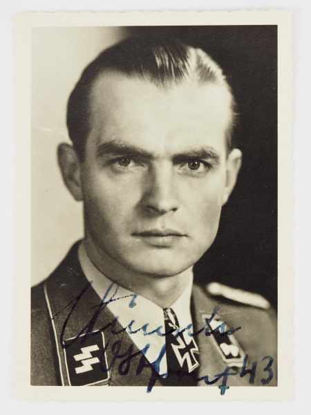 3.3.) Autographen Wünsche, Max.(1914-1995). SS-Standartenführer, Kommandeur der 12. SS-Panzer-