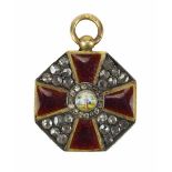 2.2.) Welt Russland: Orden der hl. Anna, 2. Modell (1810-1917), Kreuz mit Brillanten Miniatur.Gold