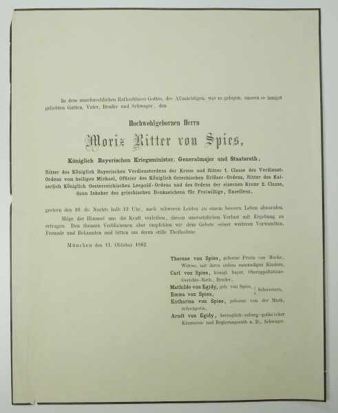 3.1.) Urkunden / Dokumente Bayern: Dokumentennachlass des Kriegsministers und Generalmajor Moritz - Image 3 of 11