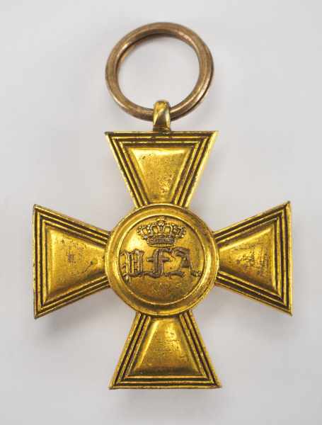 1.1.) Kaiserreich (bis 1933) Oldenburg: Dienstauszeichnungskreuz in Gold für 25 Dienstjahre der