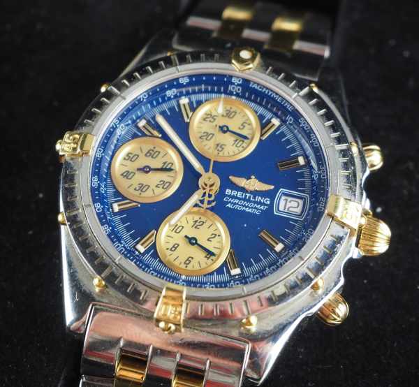 7.5.) Uhren Breitling - Chronomat Automatic.Stahl und Gold, marineblaues Zifferblatt mit goldenen - Image 2 of 6