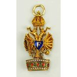 2.1.) Europa Österreich: Orden der Eisernen Krone, Miniatur.Gold, teilweise emailliert, mit