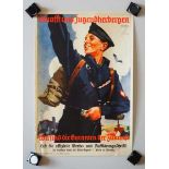4.4.) Patriotisches / Reservistika / Dekoratives Plakat von Ludwig Hohlwein: Hitler Jugend - Schafft