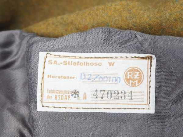 4.1.) Uniformen / Kopfbedeckungen SA-Stiefelhose.Wollstoff, mit RZM Etikett bez. "SA.-Stiefelhose - Image 4 of 4