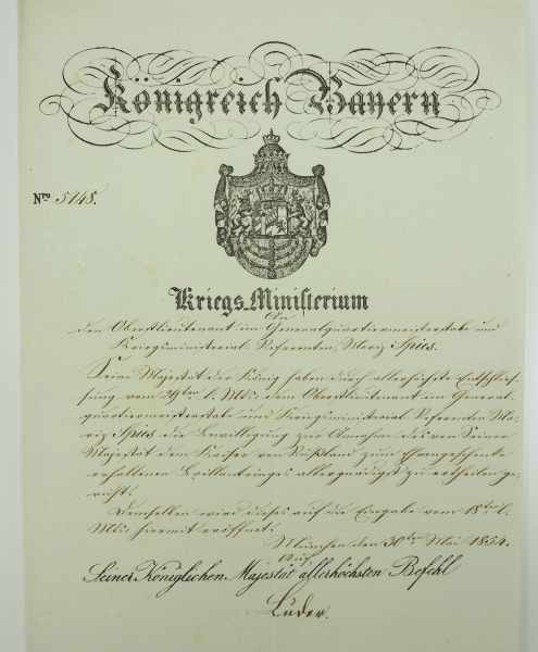 3.1.) Urkunden / Dokumente Bayern: Dokumentennachlass des Kriegsministers und Generalmajor Moritz - Image 11 of 11