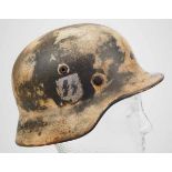 4.1.) Uniformen / Kopfbedeckungen Waffen-SS: Stahlhelm M40 Wintertarnung.Originale Glocke gepunzt