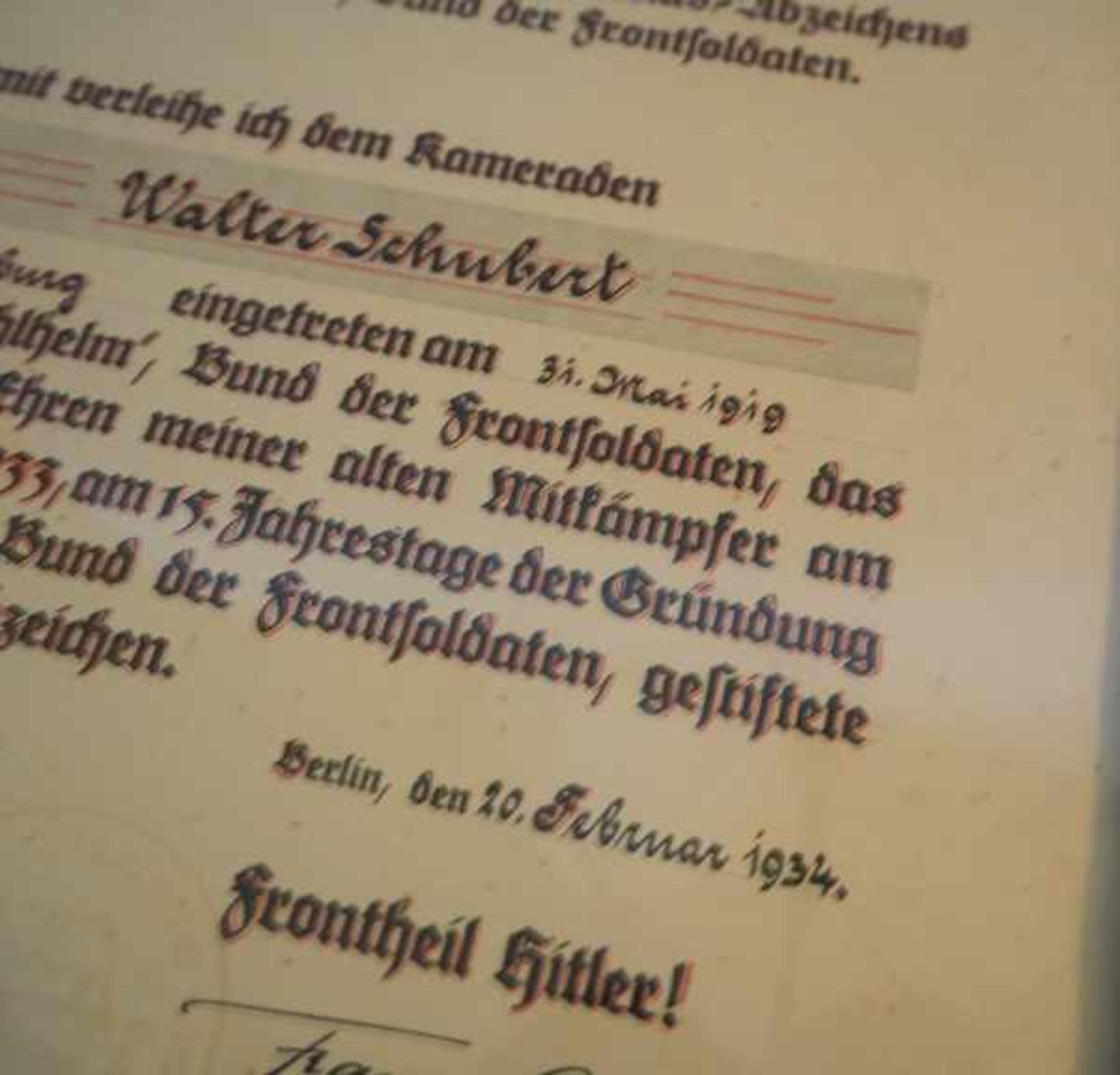 0.1.) Sammlung Stahlhelmbund Stahlhelmbund: Urkundennachlass eines Mitglieds aus Magdeburg 1919 - - Image 2 of 7
