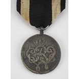 1.1.) Kaiserreich (bis 1933) Preussen: Krieger-Verdienstmedaille - ZINK.Zink, am Bande.Sehr seltene,