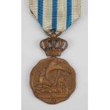 2.1.) Europa Rumänien: Marine Tapferkeitsmedaille, in Bronze, mit Krone, 1. Typ (1926-1940).